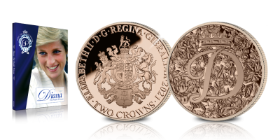 Uw Prinses Diana munt in massief 9-karaats goud Fairmined rose goud verguld 